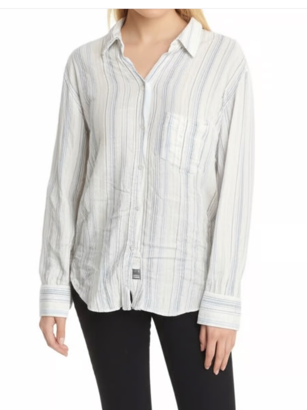 Rails White Blue Stripe Linen Blend Charli Monterey Coastal Chic Small
